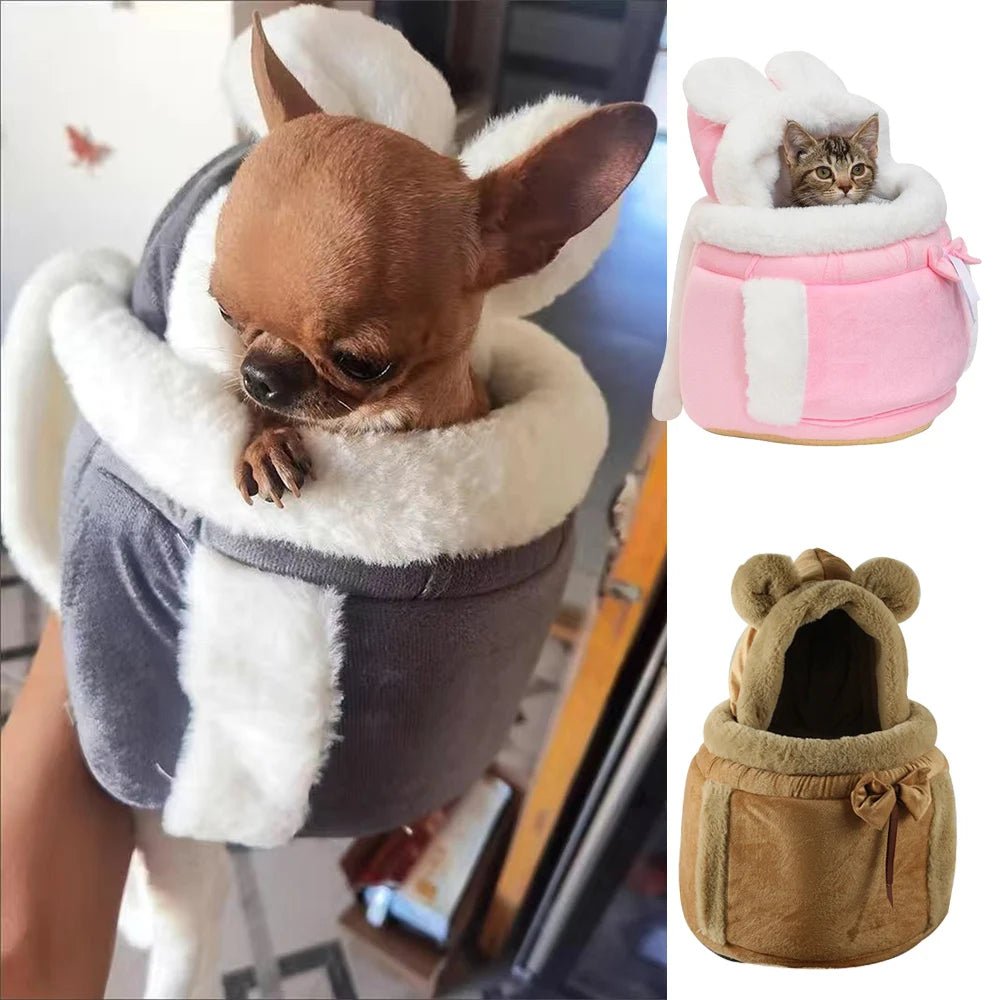 sac-transport-chien-velours-avec chien dedans
